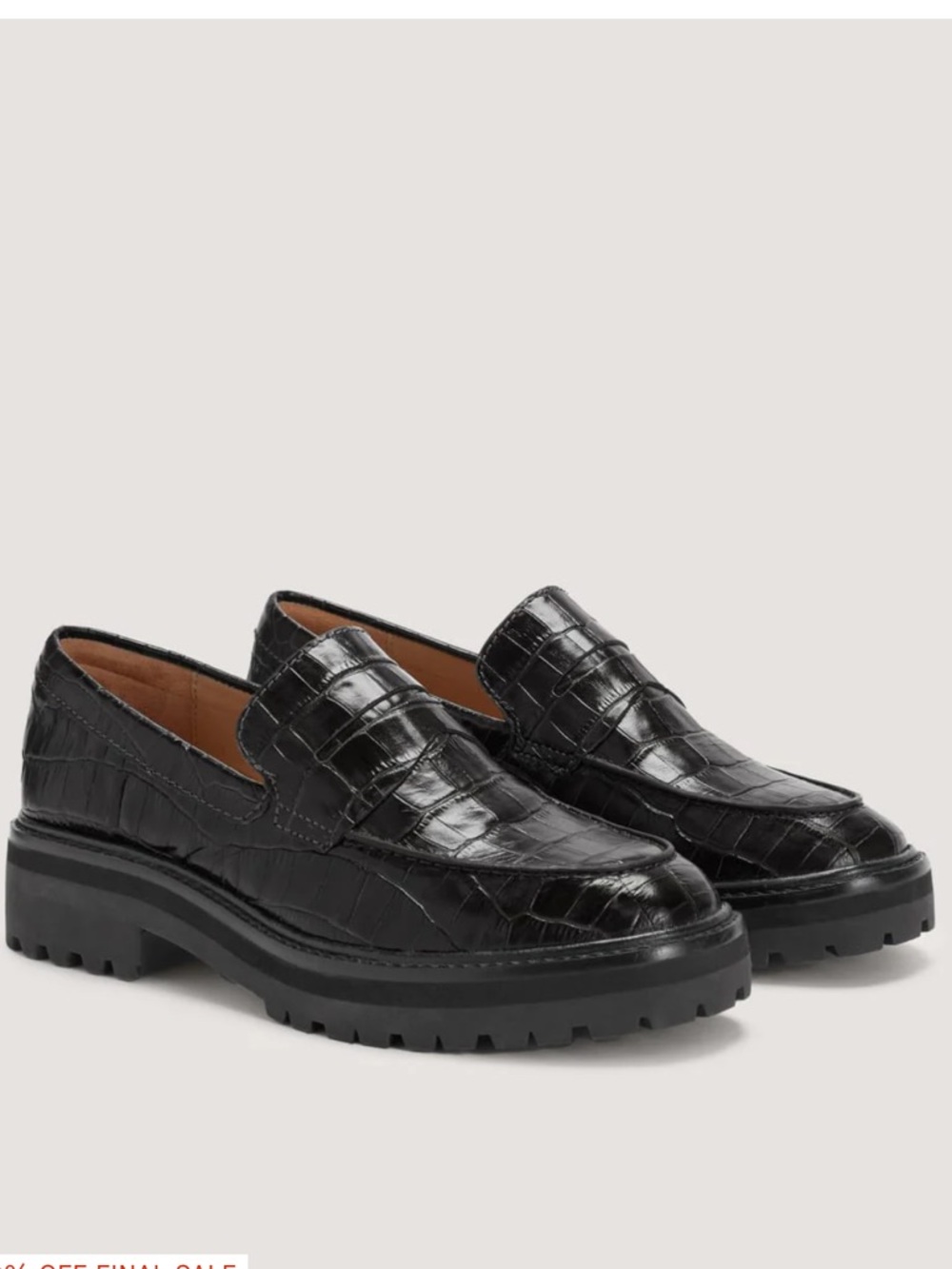 Everlane Black Croc-Embossed Lug Sole Loafers